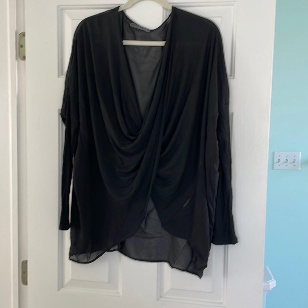 Velvet brand sheet long sleeve cross front top